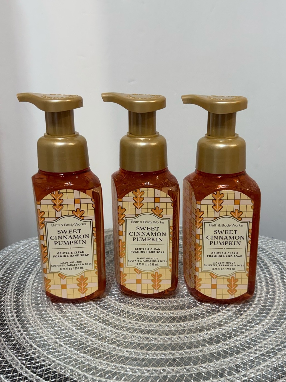 BBW Sweet Cinnamon Pumpkin Foaming Hand Soap Set of 3 NWT